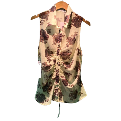 Princess Polly Womens  Size 14 Button Up Top Floral / Yellow 