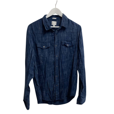 Guess Mens Size M Long Sleeve Shirt Navy Blue 